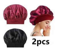 Bonnet De Douche,Bonnets De Nuit Doux,Bonnet De Nuit En Satin Lâche Et Serré,Élastique Douche Cap Imperméable,Pour Spa,Femme,2pcs