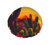 Bonnet de douche cactus dans le désert avec une double couche de, maintient bien vos cheveux, que ce soit pendant la douche ou le bain.