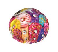 Bonnet de douche café et beignets pour homme et femme réutilisable imperméable long et épais soins des cheveux courts enfants bain
