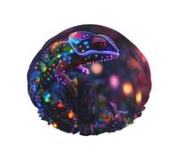 Bonnet de douche caméléon lumineux pour femme, réutilisable, imperméable, double couche, bande élastique, bonnet de bain pour cheveux longs