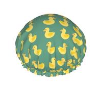 Bonnet de douche canard à motif canard, réutilisable, imperméable, double couche, élastique, pour toutes les longueurs de cheveux