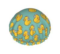 Bonnet de douche canard musicien avec casque audio, réutilisable, imperméable, double couche élastique, pour cheveux de toutes longueurs.