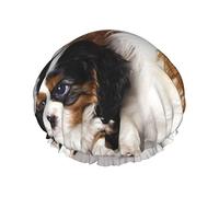 Bonnet de douche Cavalier King Charles Spaniel pour femme, double bonnet de douche imperméable grand conçu pour tous les cheveux