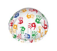 Bonnet de douche coloré en forme de main arc-en-ciel pour homme et femme, réutilisable, imperméable, long et épais, soins des cheveux, courts et enfants