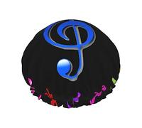 Bonnet de douche coloré imprimé musique pentatonique - Bonnet de bain double couche avec doublure élastique - Idéal pour la maison, le spa, l'hôtel et les voyages