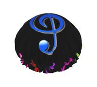 Bonnet de douche coloré imprimé musique pentatonique - Bonnet de cheveux réutilisable avec double couche de protection, respirant et durable pour le voyage
