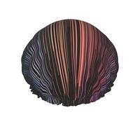 Bonnet de douche coloré imprimé pluie arc-en-ciel, réutilisable, spécialement conçu pour les cheveux longs des femmes, structure double couche, adapté pour le bain.