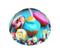 Bonnet de douche coloré pour femme, grand bonnet de douche lavable avec bande élastique