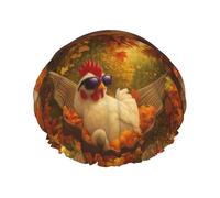 Bonnet de douche Cool Chicke in Fall, double couche, réutilisable, imperméable, confortable et élégant