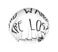 Bonnet de douche de luxe « Not All Who Wander Are Lost » pour femme, double couche de protection, élastique, réutilisable et réglable