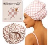 Bonnet De Douche De Luxe Pour Femme Et Homme, ,Imperméable,Doublé En Satin Flexible,Grand Bonnet De Douche Large,Réglable,Élégant Pour Cheveux Longs Et Courts,Carreaux Terre