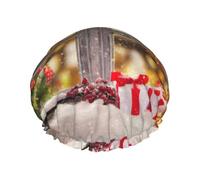 Bonnet de douche de Noël pour homme et femme - Réutilisable - Imperméable - Long et épais - Soin des cheveux courts et enfants