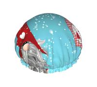 Bonnet de douche de Noël traditionnel imprimé nain de Noël pour femme, grande bande élastique lavable