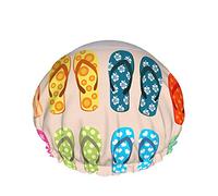 Bonnet de douche de plage, Summer Hawaii Beach Sea et tongs colorées Bonnets de bain double couche imperméables parfaits pour toutes les longueurs et épaisseurs de cheveux