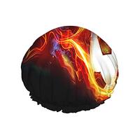 Bonnet de douche de sport Ballon américain Football brûlant Équipe de jeu populaire Style cool But Succès Oeuvre Grands bonnets de douche Réutilisable Double Couche Douche Cheveux Bonnet de bain Bon