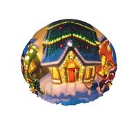 Bonnet de douche de village de Noël avec une double couche, maintient bien vos cheveux, que ce soit pendant la douche ou le bain.