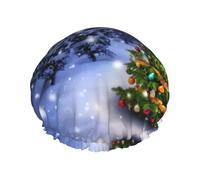 Bonnet de douche d'hiver en forme de sapin de Noël pour homme et femme, réutilisable, imperméable, long et épais, soins des cheveux, courts et enfants