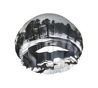 Bonnet de douche d'hiver pour femme avec imprimé aiguilles de pin, léger, réutilisable, doux, double couche imperméable, étanche.