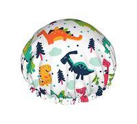 Bonnet de douche dinosaures mignons pour garçons, imperméable, bonnet de bain réutilisable pour femmes, Protection des cheveux, élastique pour tous les cheveux