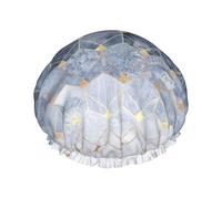 Bonnet de douche double à imprimé hexagones et diamants bleus, bonnet de douche pour femmes et hommes, bonnet de douche pour salon, usage domestique