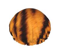 Bonnet de douche double à imprimé rayé de tigre pour femme et homme