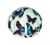 Bonnet de douche double couche avec imprimé papillon et violoncelle - Réutilisable - Léger et doux - Pour femme
