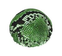 Bonnet de douche double couche avec imprimé peau de serpent vert réutilisable, léger et doux pour femme