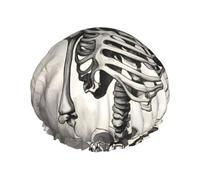 Bonnet de douche double couche avec motif squelette - Réutilisable - Léger et doux - Pour femme