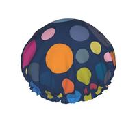 Bonnet de douche double couche doublé à pois rouges et blancs pour femme réutilisable