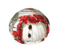 Bonnet de douche double couche doublé avec motif bonhomme de neige joyeux Noël pour femme réutilisable