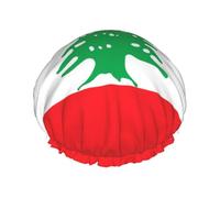 Bonnet de douche double couche drapeau du Liban pour femme, réutilisable, grande taille adaptée à toutes les longueurs de cheveux, adapté pour les filles, spa et salon à domicile.