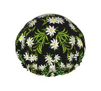 Bonnet de douche double couche élastique imperméable à motif floral d'edelweiss des Alpes suisses, réutilisable
