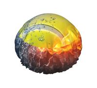 Bonnet de douche double couche élastique imperméable et réutilisable avec balle de tennis dans l'eau et le feu
