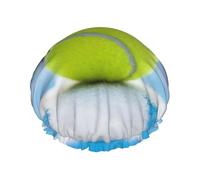 Bonnet de douche double couche élastique imperméable et réutilisable avec motif balle de tennis