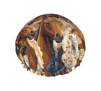 Bonnet de douche double couche élastique imperméable et réutilisable, imprimé d'un cheval aquarelle