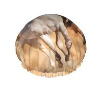 Bonnet de douche double couche élastique imperméable et réutilisable, motif cheval sauvage courant dans la tempête de sable