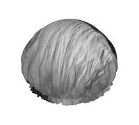 Bonnet de douche double couche élastique imperméable imprimé de chevaux blancs et noirs, réutilisable