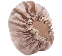 Bonnet de douche double couche étanche pour femme Cheveux longs Bonnet de douche Housse de cheveux Lampes Noir Cheveux secs Bonnet Champagne