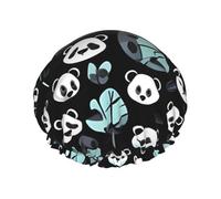 Bonnet de douche double couche imperméable avec bande élastique, pour garder les cheveux au sec pour la douche et les soins de la peau Noir et blanc