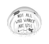 Bonnet de douche double couche imperméable avec bande élastique pour homme et femme Motif Not All Who Wander Are Lost