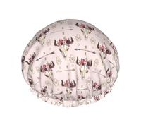 Bonnet de douche double couche imperméable réutilisable avec bande élastique Motif tête de mort de taureau