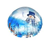 Bonnet de douche double couche imprimé bonhomme de neige d'hiver, réutilisable, adapté à différentes longueurs de cheveux