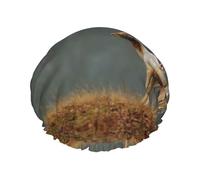 Bonnet de douche double couche imprimé cerf avec bois de cerf, réutilisable, adapté à différentes longueurs de cheveux
