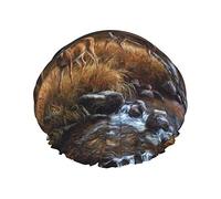 Bonnet de douche double couche imprimé cerf de beauté, réutilisable, adapté à différentes longueurs de cheveux