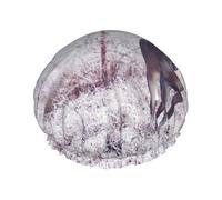 Bonnet de douche double couche imprimé cerf d'hiver, réutilisable, adapté à différentes longueurs de cheveux