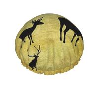 Bonnet de douche double couche imprimé cerf rustique, réutilisable, adapté à différentes longueurs de cheveux