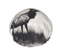 Bonnet de douche double couche imprimé cerf sauvage, réutilisable pour femme