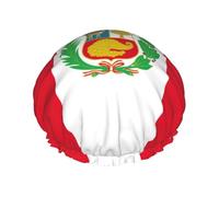 Bonnet de douche double couche imprimé drapeau du Pérou réutilisable, léger et doux pour femme