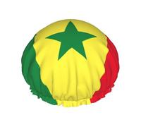 Bonnet de douche double couche imprimé drapeau du Sénégal réutilisable, léger et doux pour femme