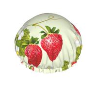 Bonnet de douche double couche imprimé fraise réutilisable léger et doux pour femme